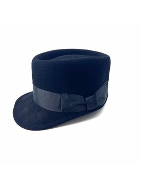 Vintage Bruno Capelo Black Australian Wool Cadet Cap Hat Mens Size Small